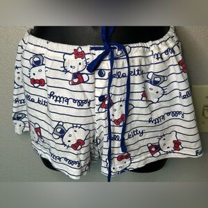 Hello Kitty Sanrio Striped Pajama Shorts Loungewear Sleepwear Comfy Sz L